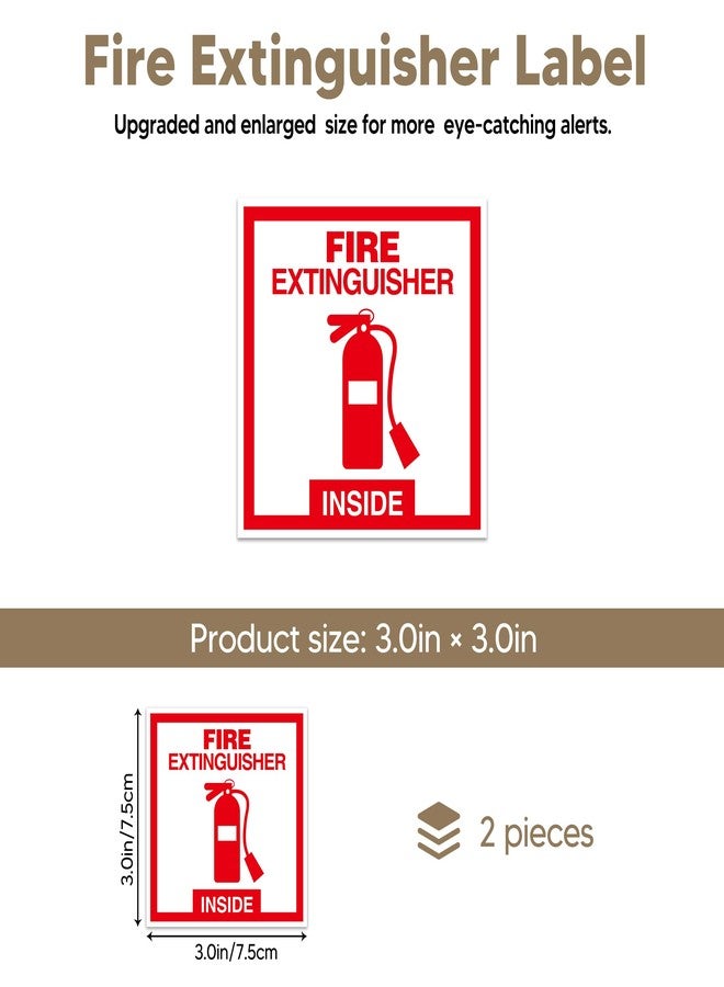 LUHIMO 2 PCS Fire Extinguisher Inside Sign Stickers,Self Adhesive Vinyl Safety Label Waterproof, Fade and Scratch Resistant, Suitable for Indoor and Outdoor,Red on White - Image 2